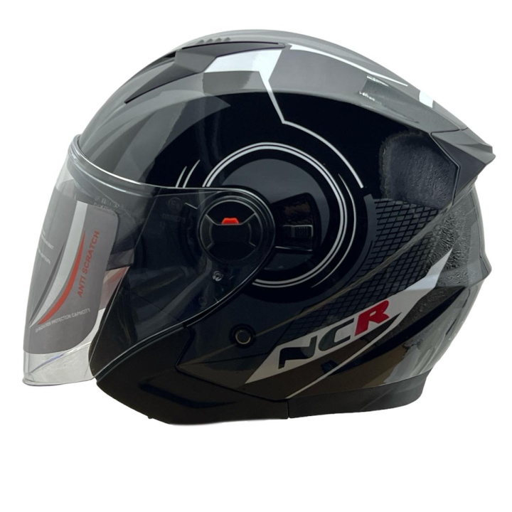 NCR YAZLIK YARIM KASK PARLAK SİYAH-GRİ S BEDEN